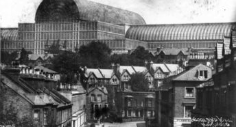 A Victorian Street with the Crystal Palace behind it