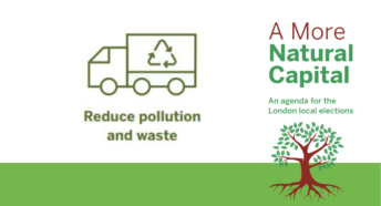 Graphic with lorry and recycling icon