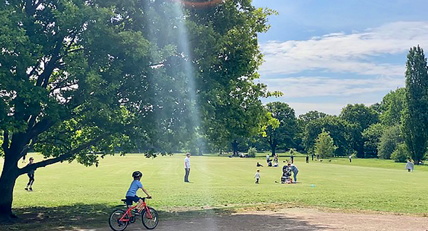 Families enjoy the Common